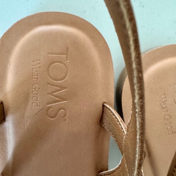 TOMS Kira Tan Leather Strappy Sandals - NEW in Box - Picture 4 of 5